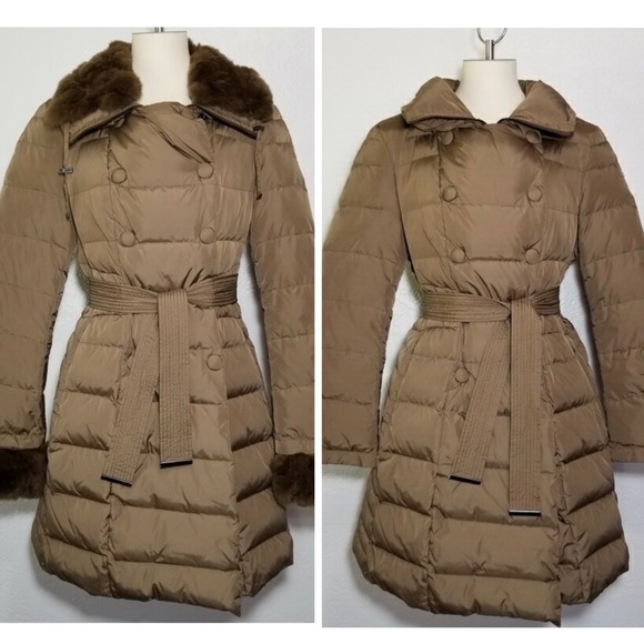 Gimo’s Jackets & Blazers - Gimo’s Women’s Long Brown Tan Puffer Coat with Fur